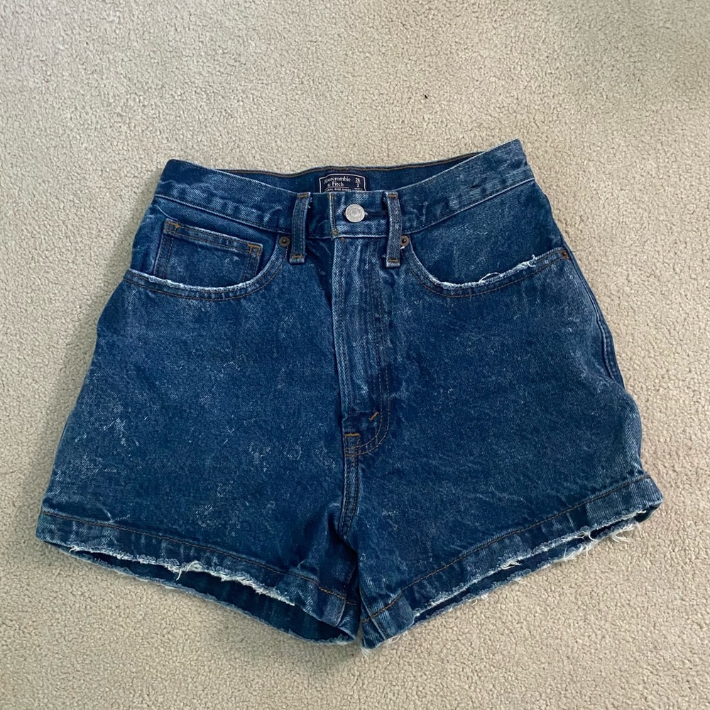 A&F Vintage High-Rise Dark Blue Denim Shorts
